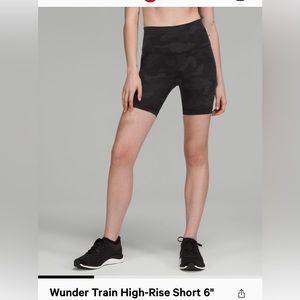 Lululemon Wunderunder 6” size 6 biker shorts in camo print